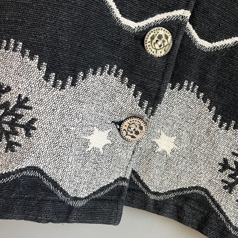 VTG Coldwater Creek Cream/Gray Cotten Tapestry Jacket- Winter Snowflake Pattern - Picture 4 of 6